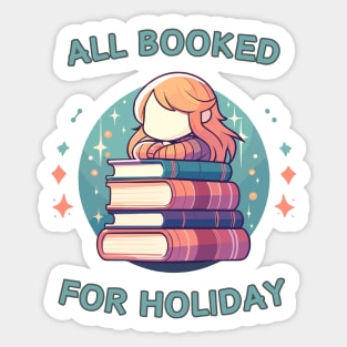 Kawaii All Booked For Holiday Christmas Sticker